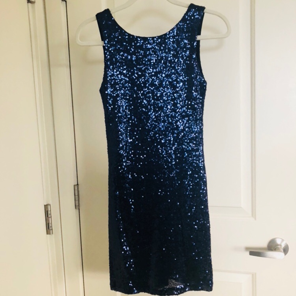 NWOT Navy Blue Sequin Dress!